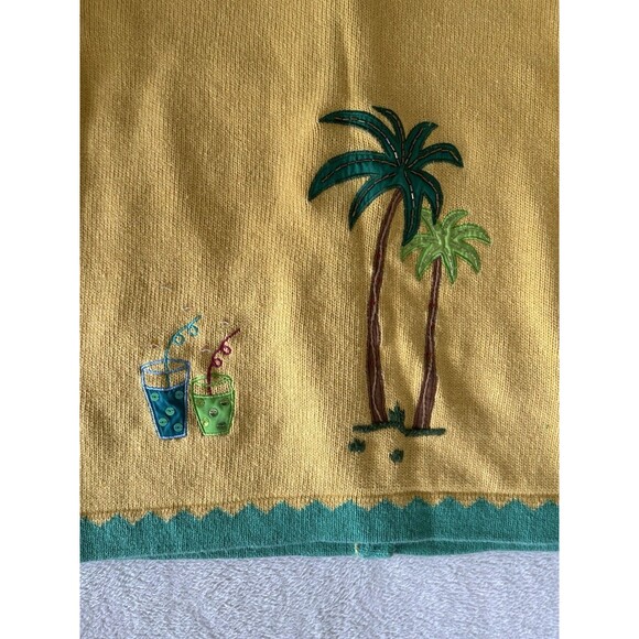 QUACKER FACTORY Summer Theme Cardigan Appliqué Sequins Size Large Button Front - Picture 6 of 10